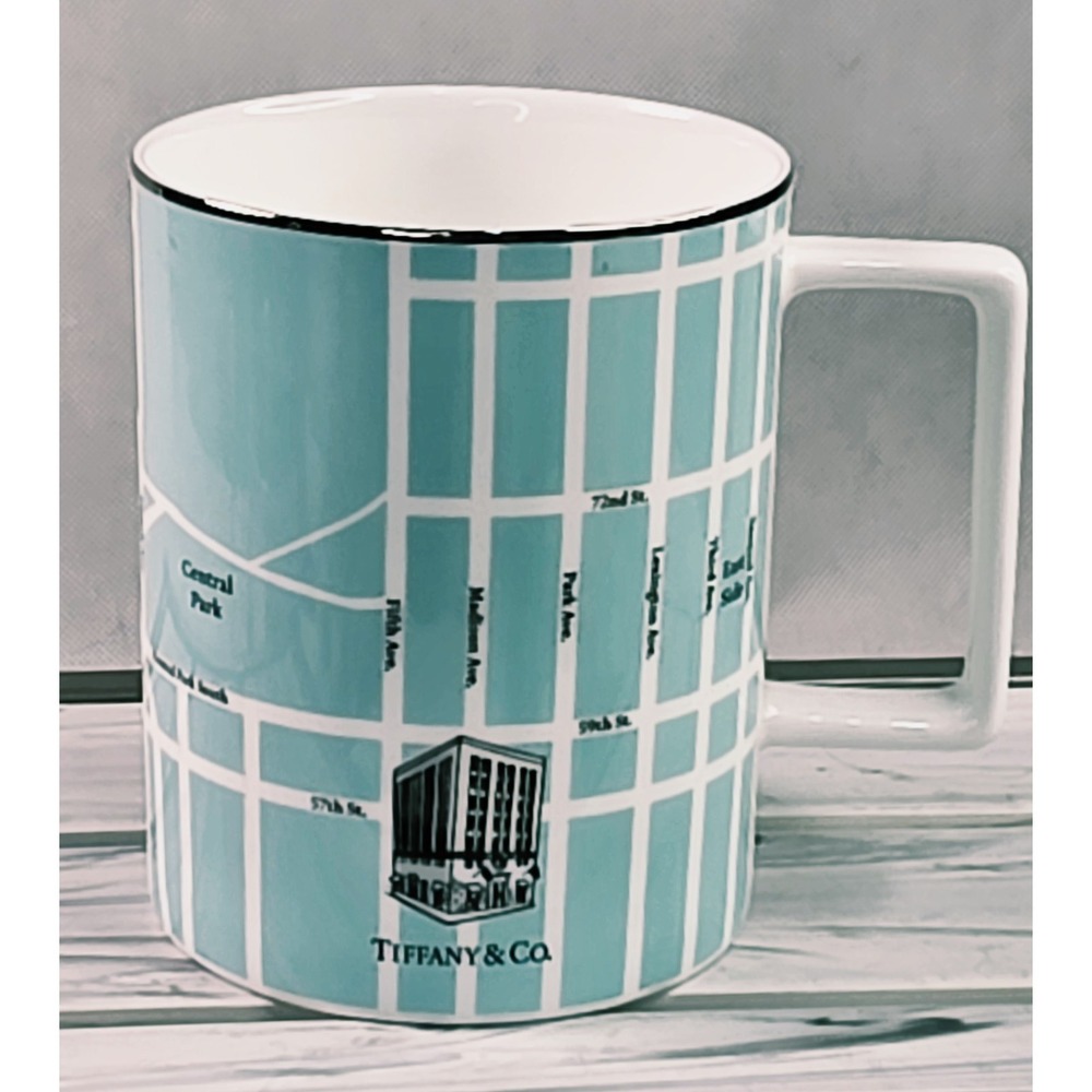 Tiffany & Co. Manhattan Map Subway Coffee Tea Mugs NYC New York Fine Bone China